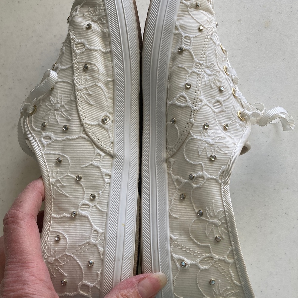 Keds x kate spade Cream Lace & Rhinestone Sneakers NWOT - Picture 6 of 8